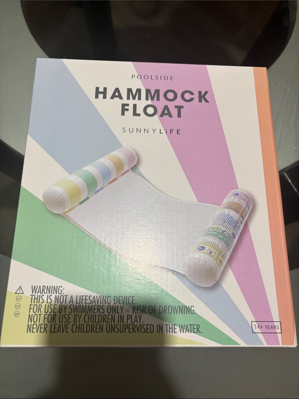 Sunnylife Pastel Rainbow Poolside Hammock Float NIB box never opened